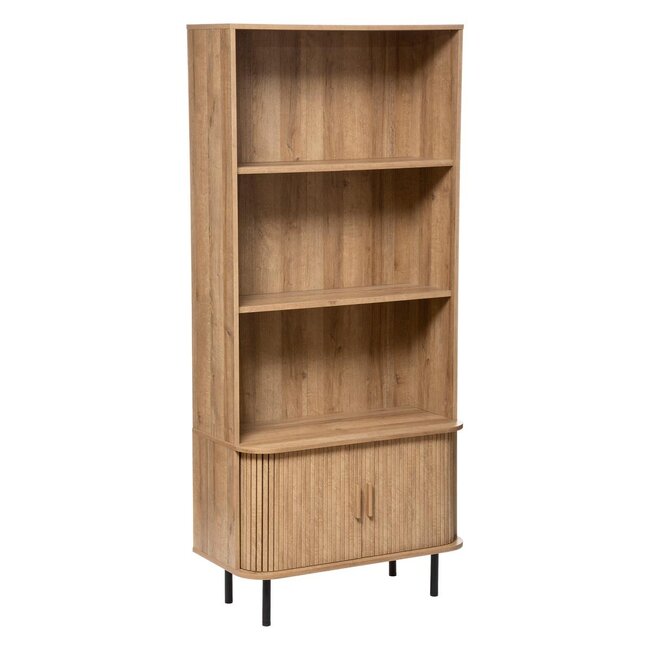 Bookcase with 2 Doors and 3 Shelves - H180cm - Oak effect