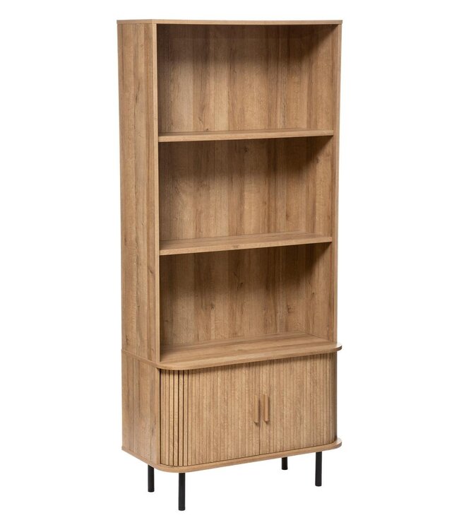 Boekenkast met 2 Deuren en 3 Planken - H180cm - Eikeneffect