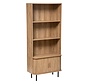 Bookcase with 2 Doors and 3 Shelves - H180cm - Oak effect