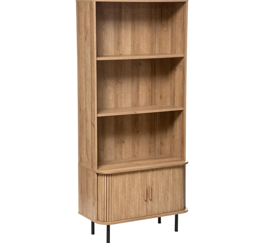 Boekenkast met 2 Deuren en 3 Planken - H180cm - Eikeneffect