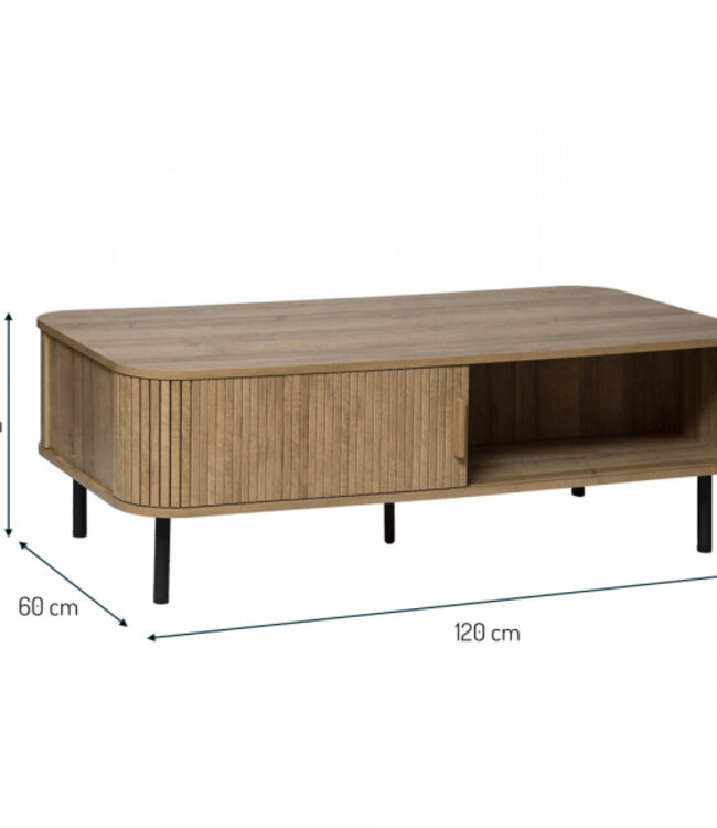 Coffee table with 2 Doors - 120x60cm - Oak effect