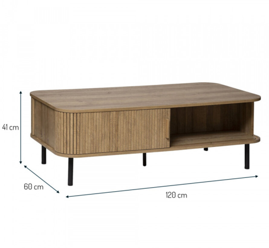 Table basse 2 portes - 120x60cm - Effet chêne