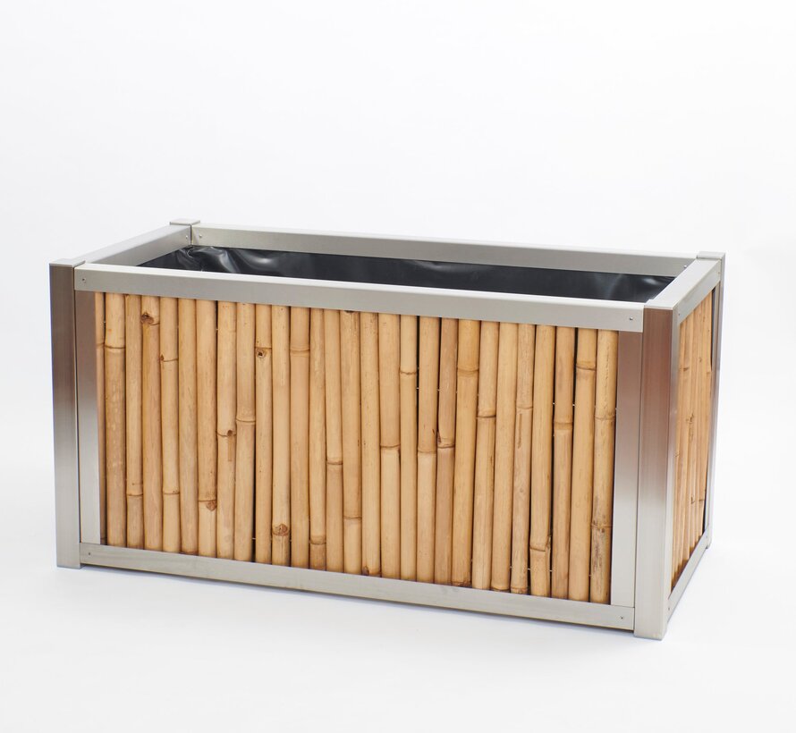 Bamboo Planter with Stainless Steel Frame - Zenith - Light