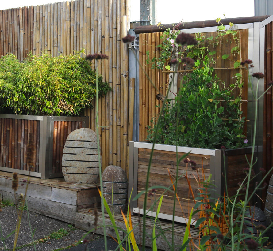 Jardinière en Bambou avec Cadre en Acier Inoxydable - Umbra - Foncé