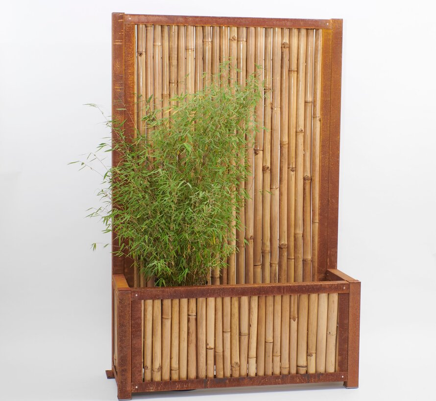 Bamboo Privacy Screen with Planter - Lucas - Light