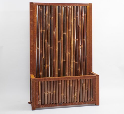 Koning Bamboe Bamboo Privacy Screen with Planter - Solace - Dark