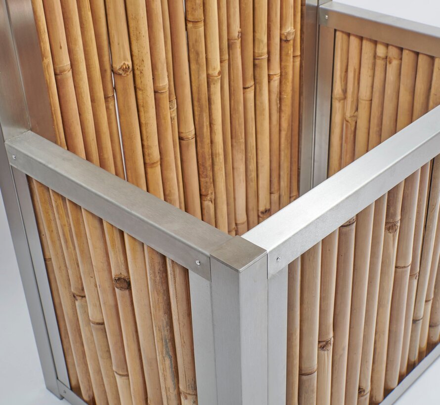 Bamboo Privacy Screen with Planter - Stainless Steel - Aura - Light