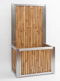 Bamboona Bamboo Privacy Screen with Planter - Stainless Steel - Aura - Light