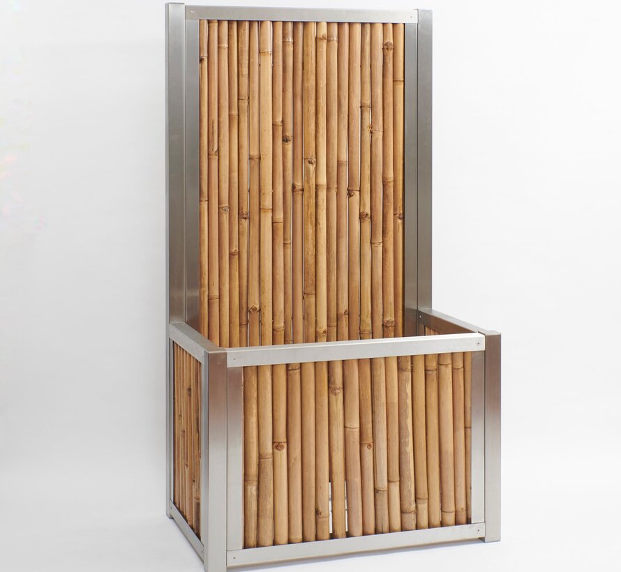 Bamboo Privacy Screen with Planter - Stainless Steel - Aura - Light