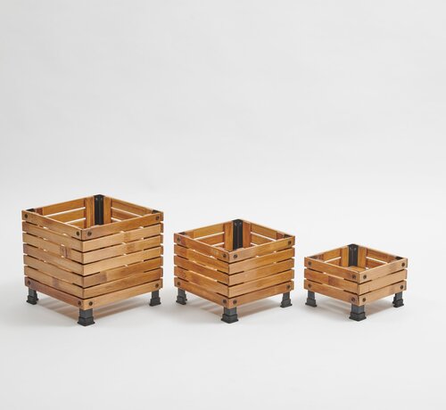 Koning Bamboe Bamboo Planters - Set of 3 - Coconut Mat Insulation - Natural