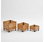 Bamboo Planters - Set of 3 - Coconut Mat Insulation - Natural