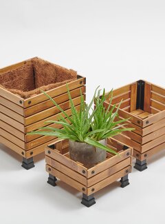 Koning Bamboe Bamboo Planters - Set of 3 - Coconut Mat Insulation - Natural