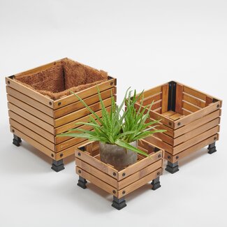 Koning Bamboe Bamboo Planters - Set of 3 - Coconut Mat Insulation - Natural