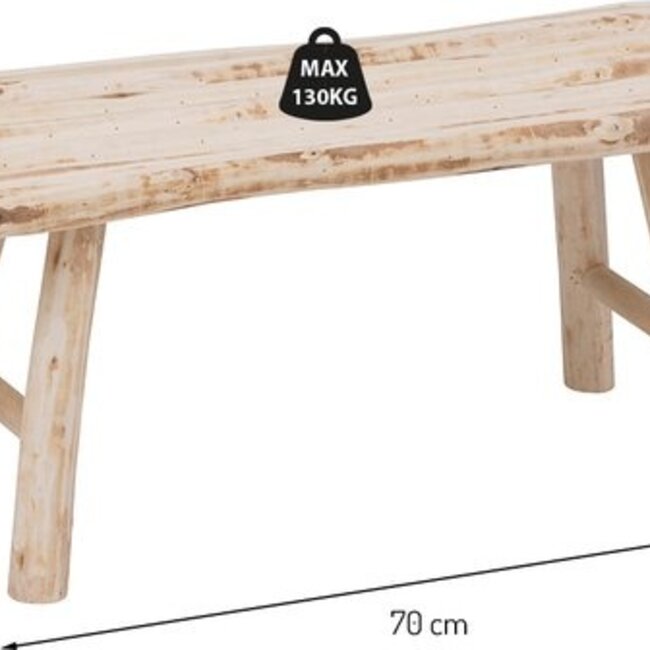 Side bench - 2-seater - Teak wood - Light brown