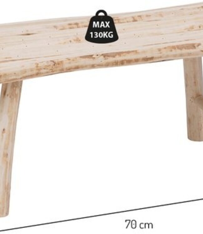 Side bench - 2-seater - Teak wood - Light brown