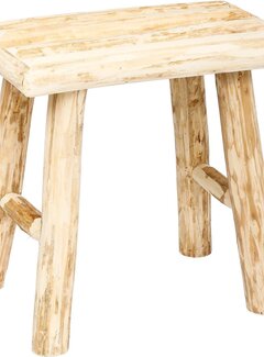 Atmosphera créateur d'intérieur Side Seat Stool - Teak Wood - Beige