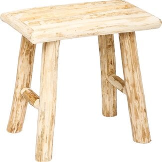 Atmosphera Side Seat Stool - Teak Wood - Beige