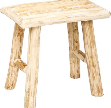 Atmosphera créateur d'intérieur Side Seat Stool - Teak Wood - Beige