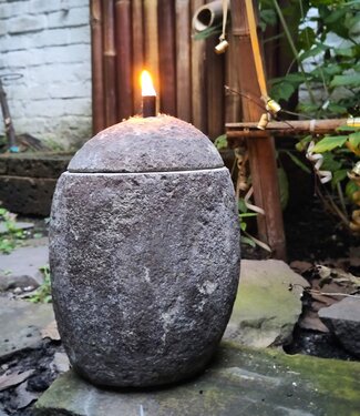 Koning Bamboe Decorative Oil Lamp - River Stone - Handmade