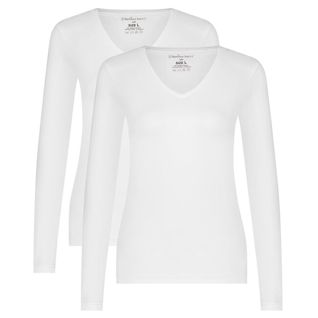 Dames Shirt met Lange Mouwen en V-Hals - Liv - 2-Pack
