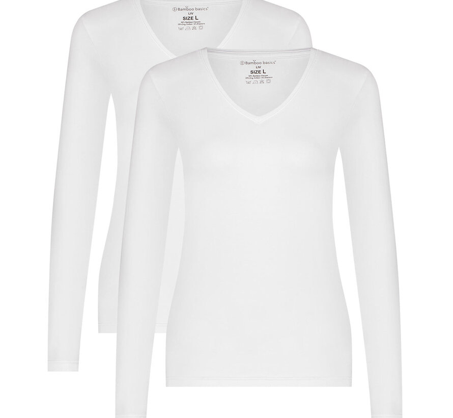 Women's Shirt with Long Sleeves and V-Neck - Liv - 2-Pack