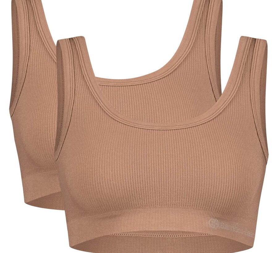 Soutien-gorge côtelé sans couture pour femmes - Rubis - Paquet de 2