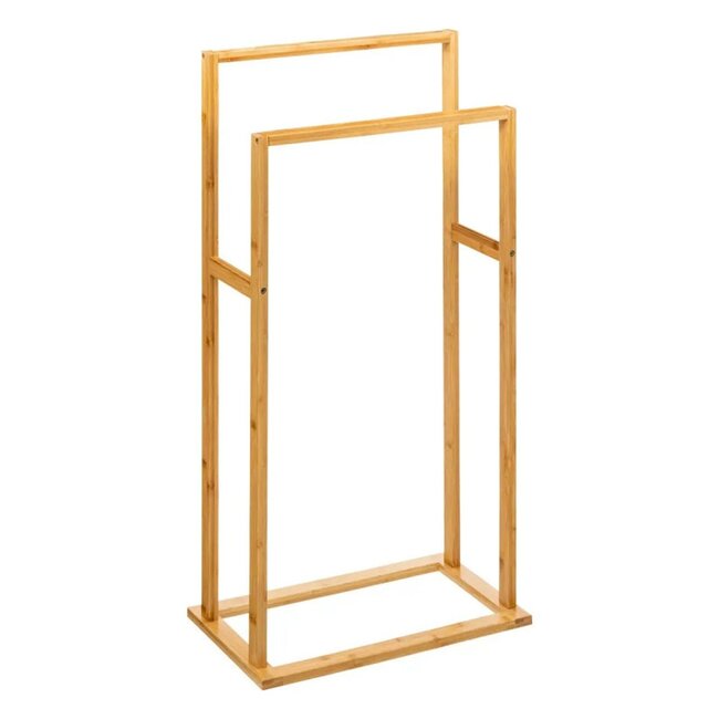 Bamboo Towel Rack with 2 Bars - Freestanding - Natural