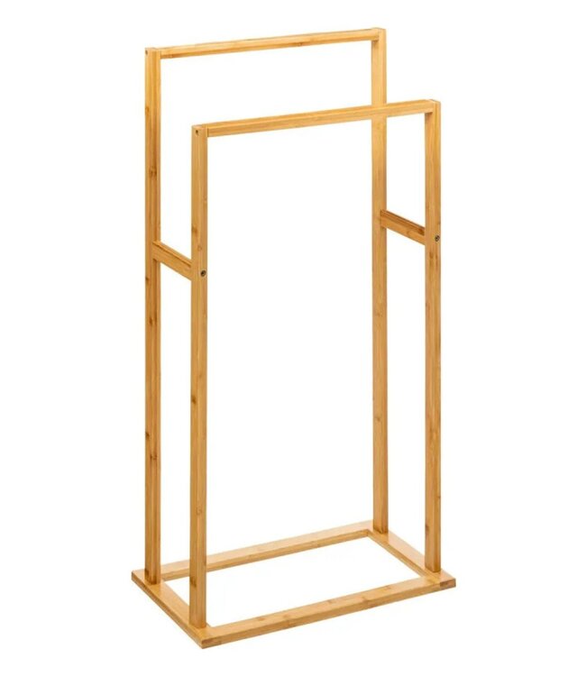 Bamboo Towel Rack with 2 Bars - Freestanding - Natural