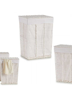 Set of 2 White Laundry Baskets - With Laundry Bag