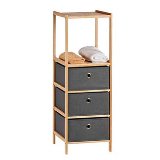 Storage Cabinet with 2 Shelves and 3 Drawers - Natural/Grey