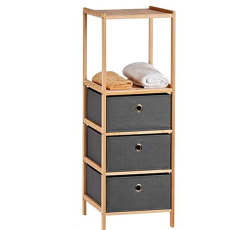 Storage Cabinet with 2 Shelves and 3 Drawers - Natural/Grey