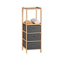 Storage Cabinet with 2 Shelves and 3 Drawers - Natural/Grey