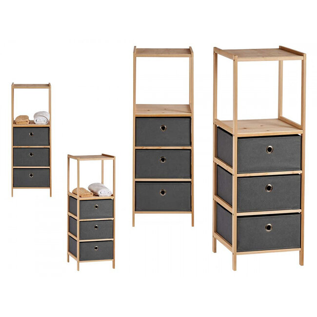 Storage Cabinet with 2 Shelves and 3 Drawers - Natural/Grey