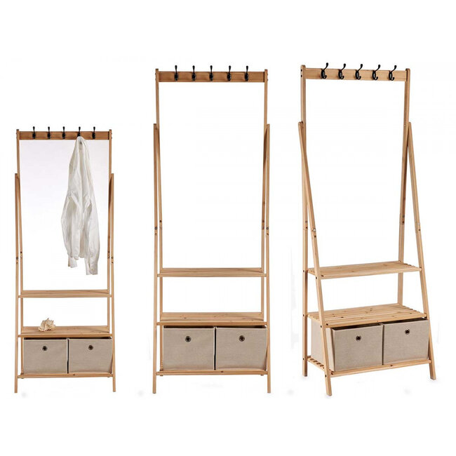 Coat Rack with 2 Drawers and 5 Hooks - Natural