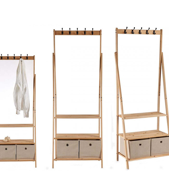 Kapstok met 2 Laden en 5 Haken - Naturel