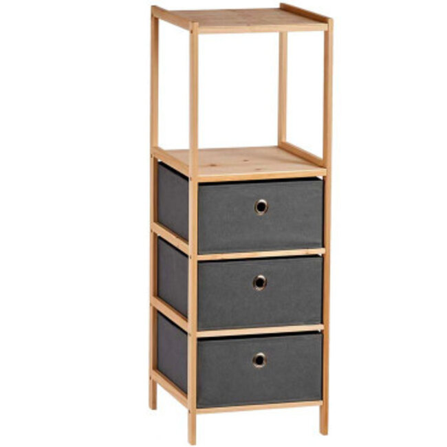 Opbergkast met 2 Planken en 3 Laden - Naturel/Grijs