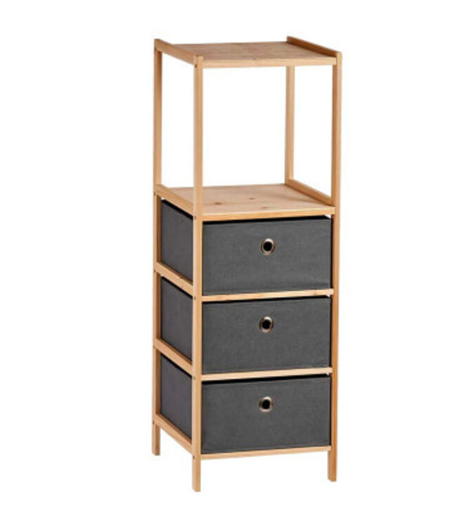 Opbergkast met 2 Planken en 3 Laden - Naturel/Grijs