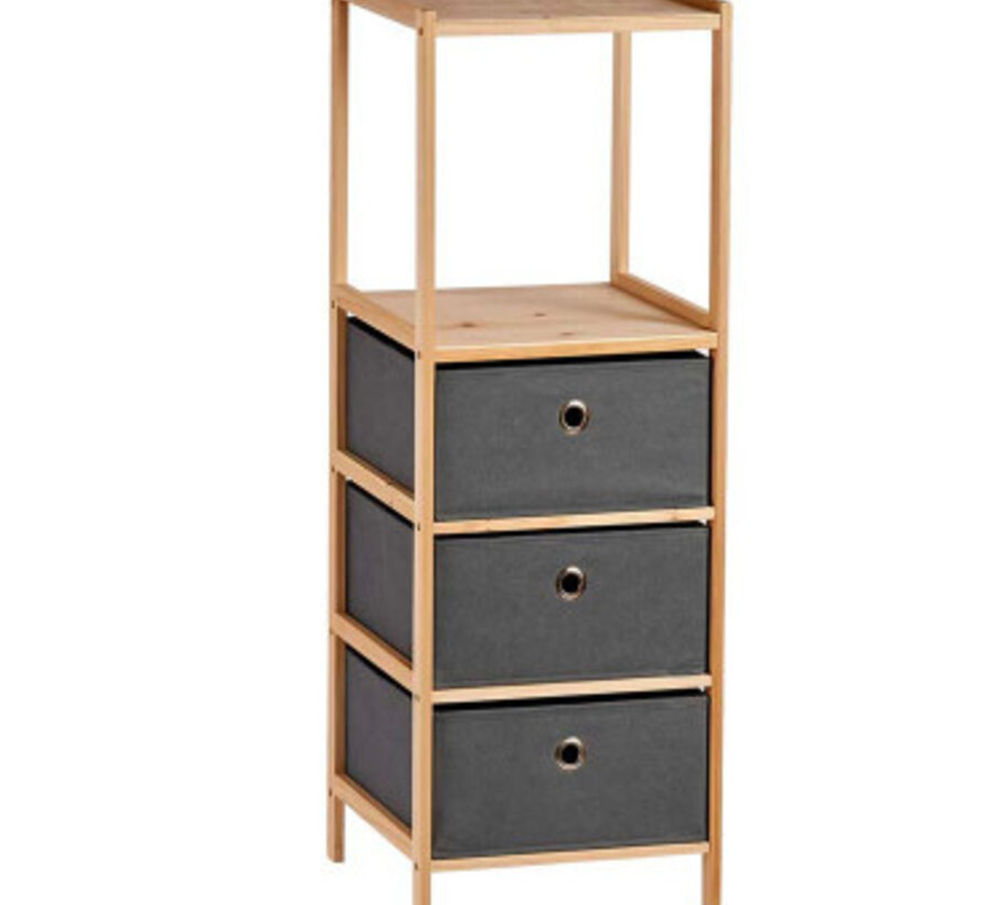 Armoire de rangement avec 2 étagères et 3 tiroirs - Naturel/Gris