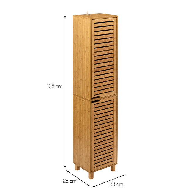 Bamboo Bathroom Cabinet - Column Cabinet - Bookcase -five