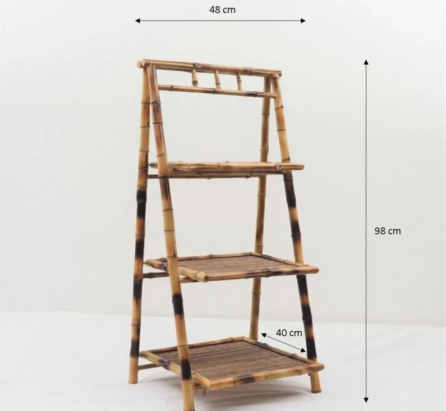 Bamboe Rek - 3 Planken - Zwart/Naturel