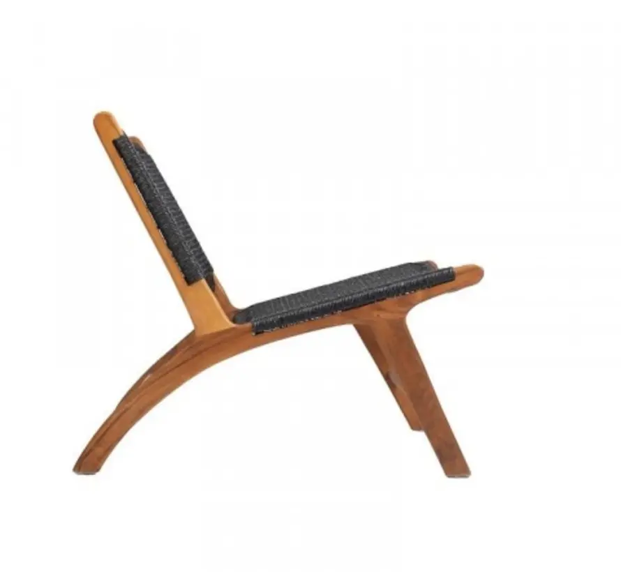 Fauteuil / Bois de teck - H.70cm - Noir