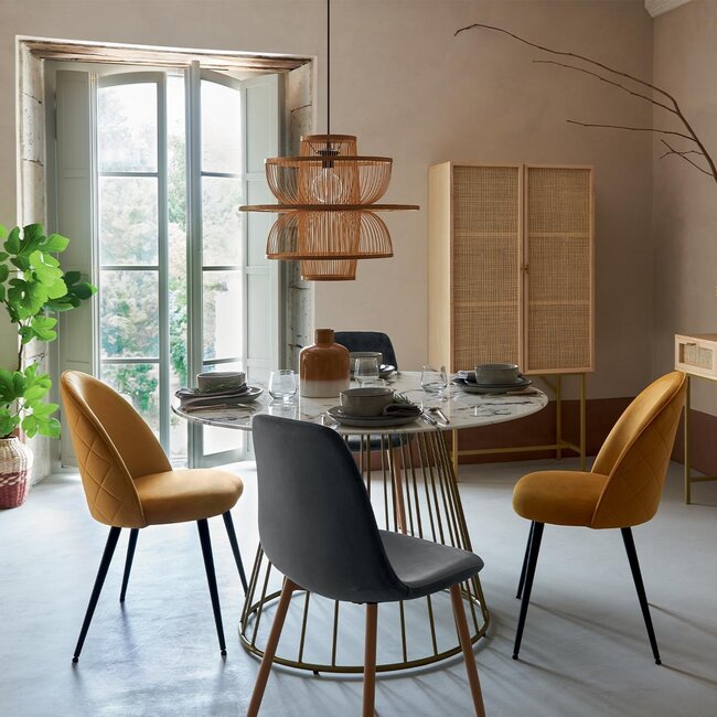 Ronde Eettafel - Ø 120cm - Wit met Goud