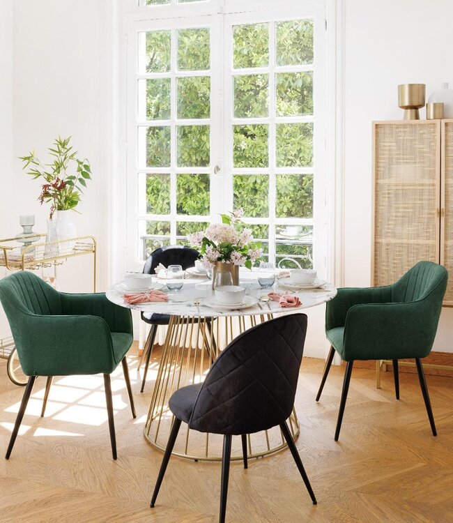 Ronde Eettafel - Ø 120cm - Wit met Goud