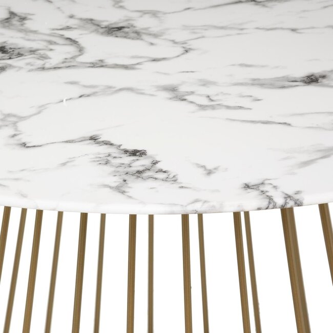 Ronde Eettafel - Ø 120cm - Wit met Goud