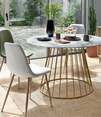 Atmosphera Ronde Eettafel - D 120cm - Wit met Goud
