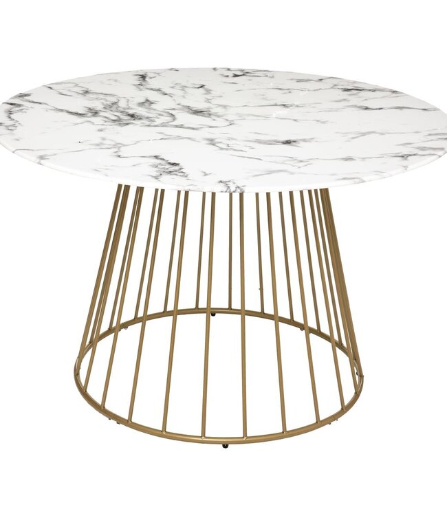 Ronde Eettafel - Ø 120cm - Wit met Goud