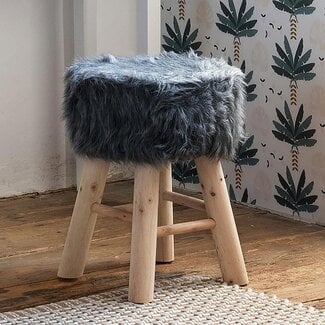 Atmosphera Side/Seating stool - H.42 cm - White/Natural