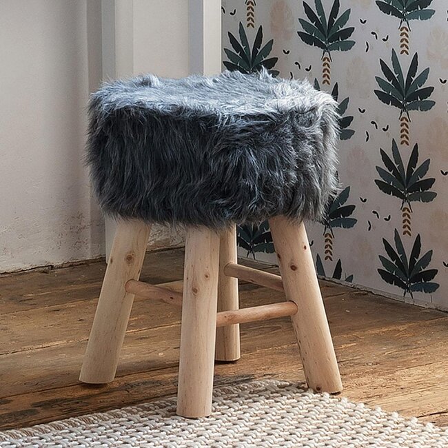 Side/Stool - H.42cm - White/Natural