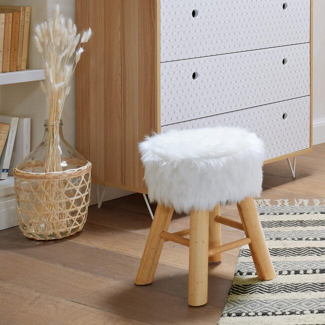 Side/Stool - H.42cm - White/Natural