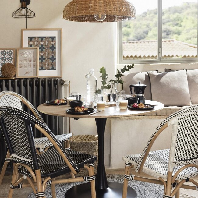 Round Dining Table - D.100cm - Black/Natural